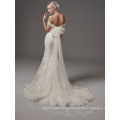 Sweetheart Neckline off Shoulder Wedding Dress with a Large Bow on The Back